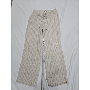 Maison d' amelie Women's Pants Linen Medium Cream Wideleg